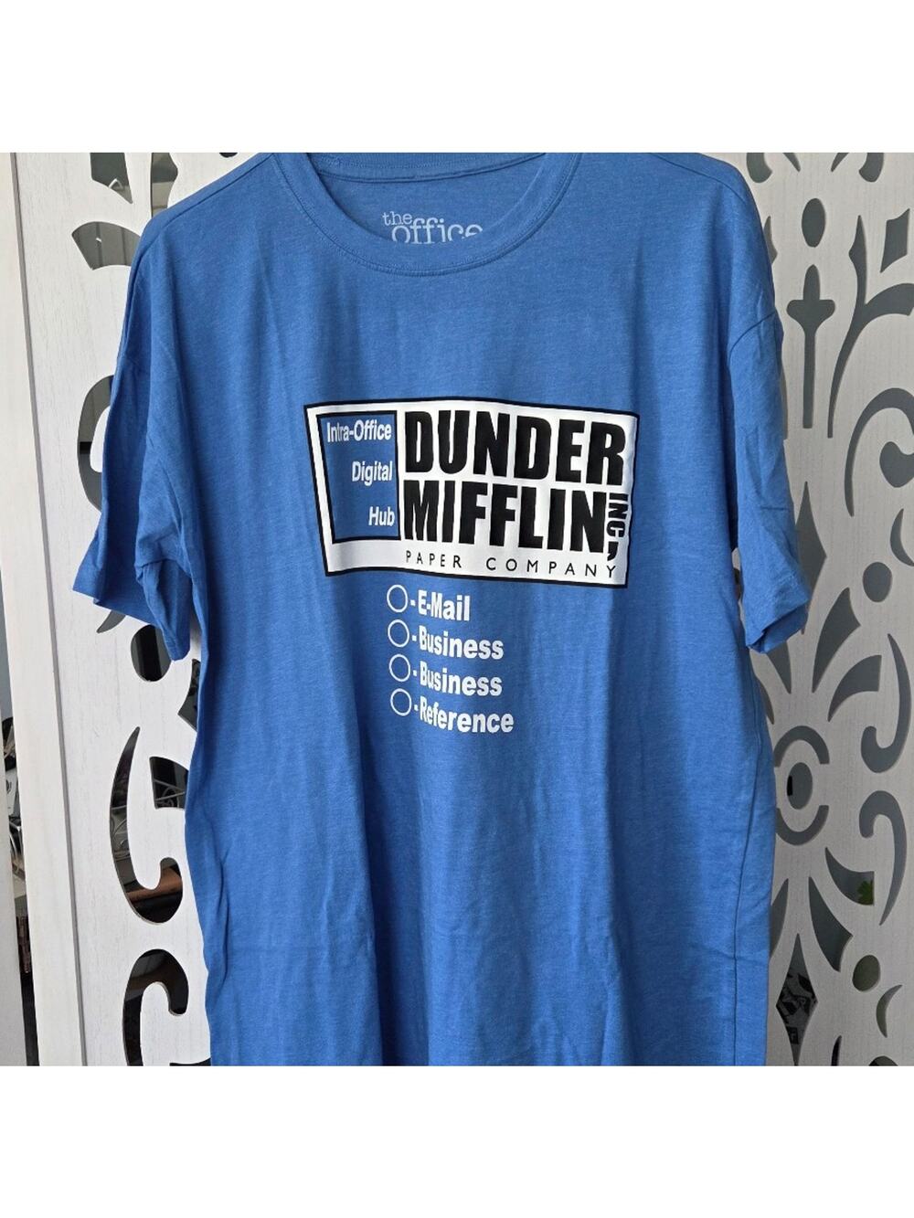 NWOT The Office Dunder Mifflin Blue T-Shirt Men's Small Graphic Tee Paper Co